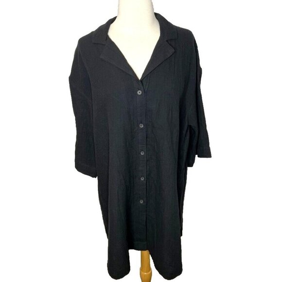 Madewell $65 Lightspun Swim Cover Up Mini Shirt Dress Size XS Black NJ876 - Picture 4 of 7